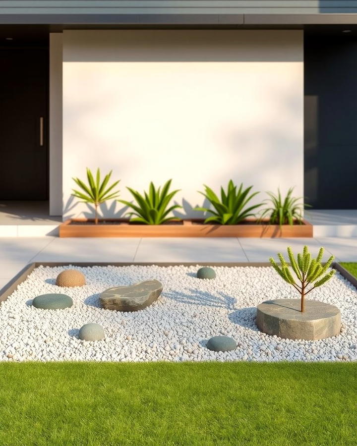 Minimalist Zen Garden - 30 Small Front Yard Landscaping Ideas