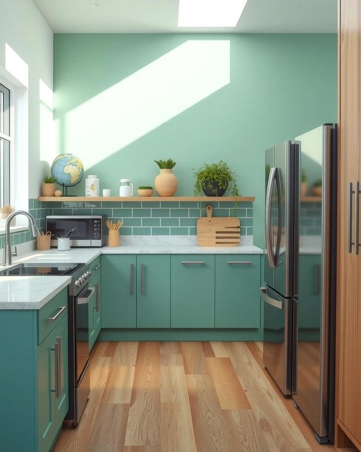 Mint Accent Wall - 25 Mint Kitchen Decor Ideas