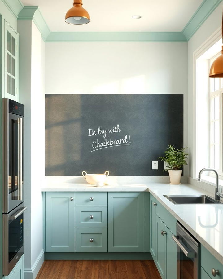 Mint Chalkboard Wall - 25 Mint Kitchen Decor Ideas