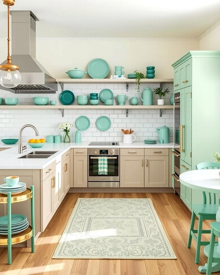 Mint Green Accents with Decor - 30 Mint Green Kitchen Ideas