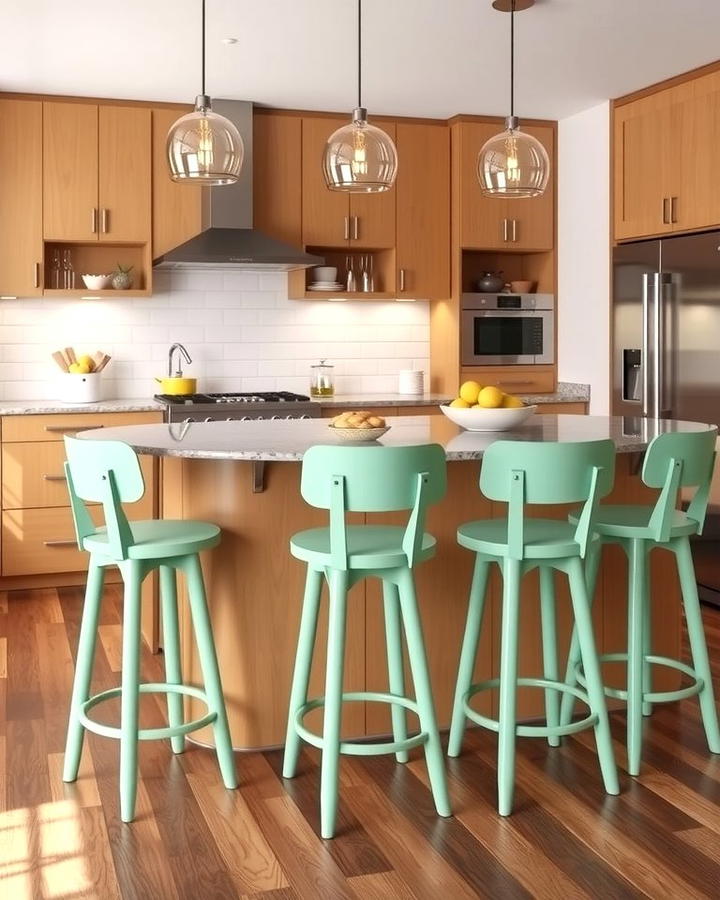 Mint Green Bar Stools for a Pop of Color - 30 Mint Green Kitchen Ideas