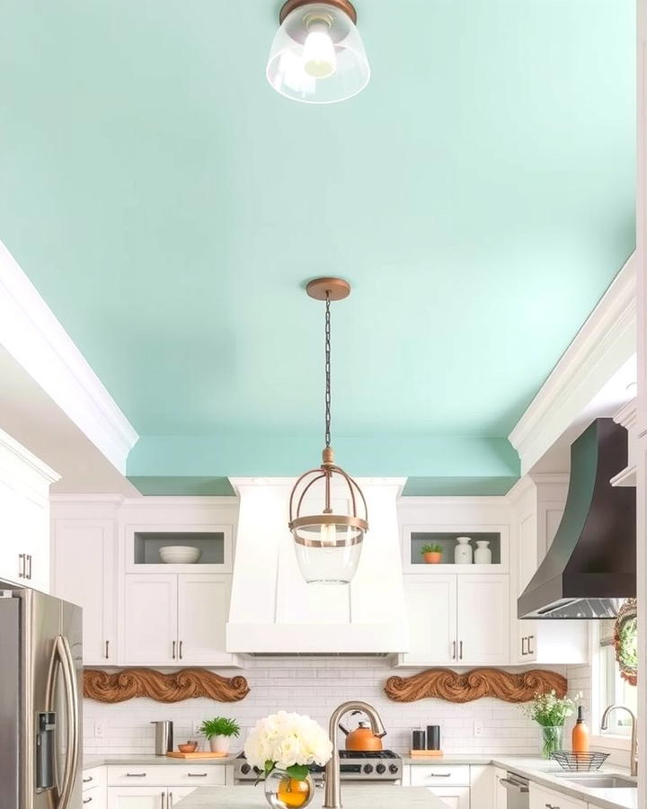 Mint Green Ceiling for an Unexpected Touch - 30 Mint Green Kitchen Ideas