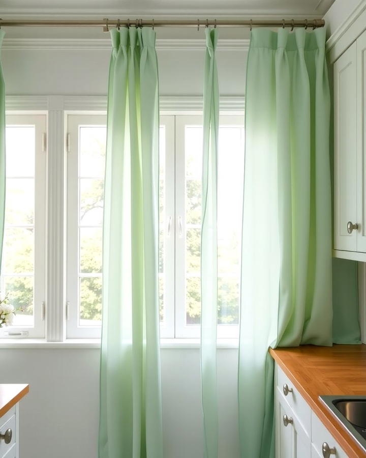 Mint Green Curtains for Soft Accents - 30 Mint Green Kitchen Ideas