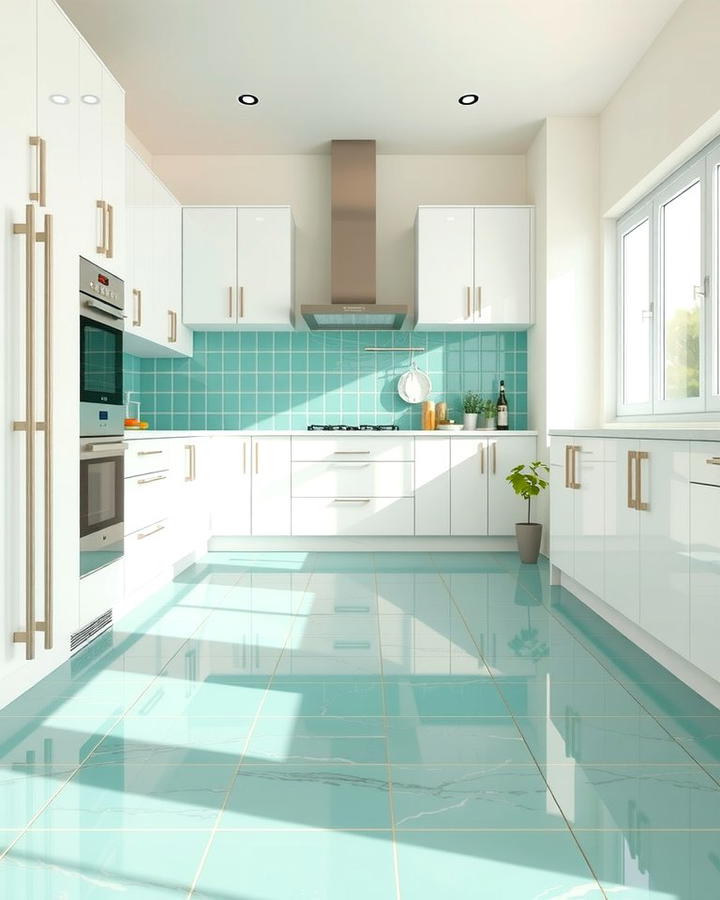 Mint Green Flooring for a Unique Foundation - 30 Mint Green Kitchen Ideas