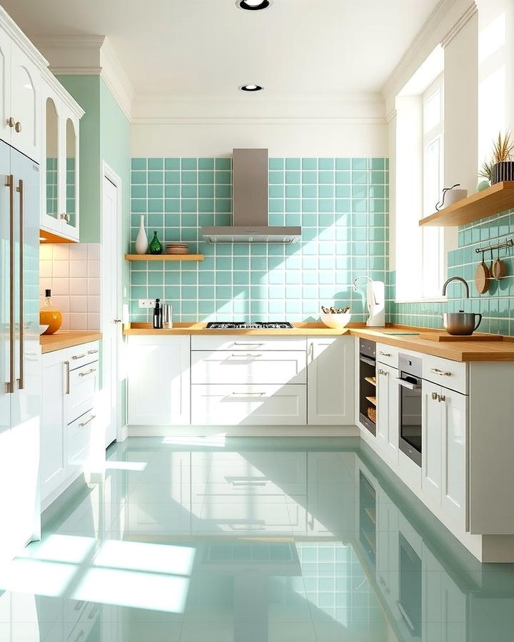 Mint Green Flooring for a Unique Twist - 30 Mint Green Kitchen Ideas