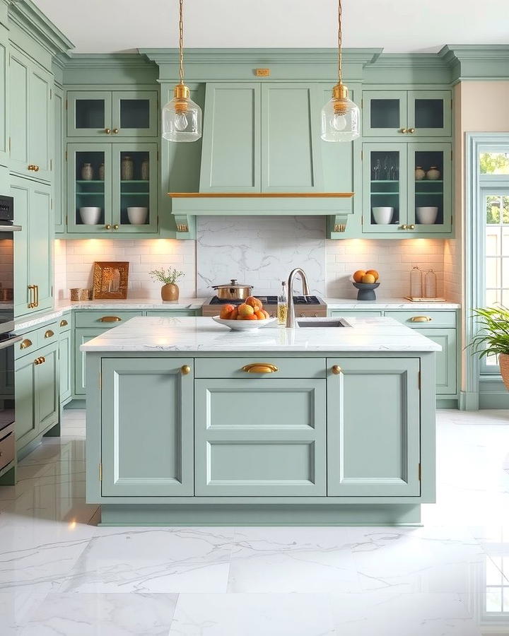 Mint Green Kitchen Island for a Pop of Color - 30 Mint Green Kitchen Ideas