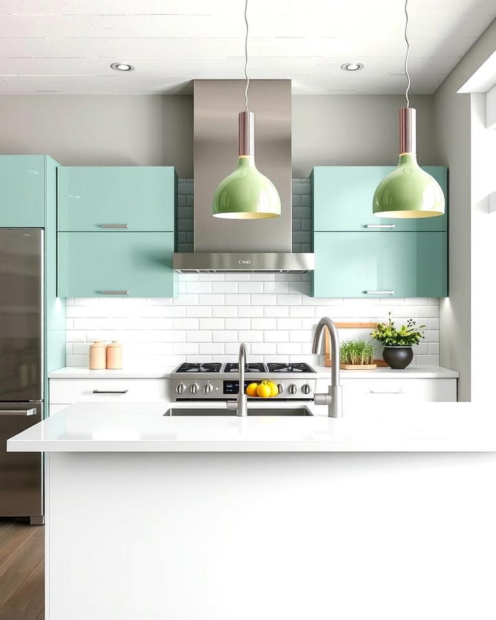 Mint Green Lighting Fixtures for a Pop of Color - 30 Mint Green Kitchen Ideas