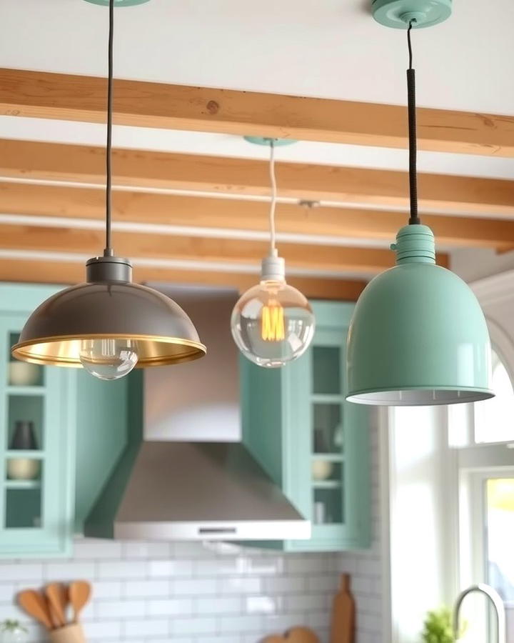 Mint Green Pendant Lights - 25 Mint Kitchen Decor Ideas