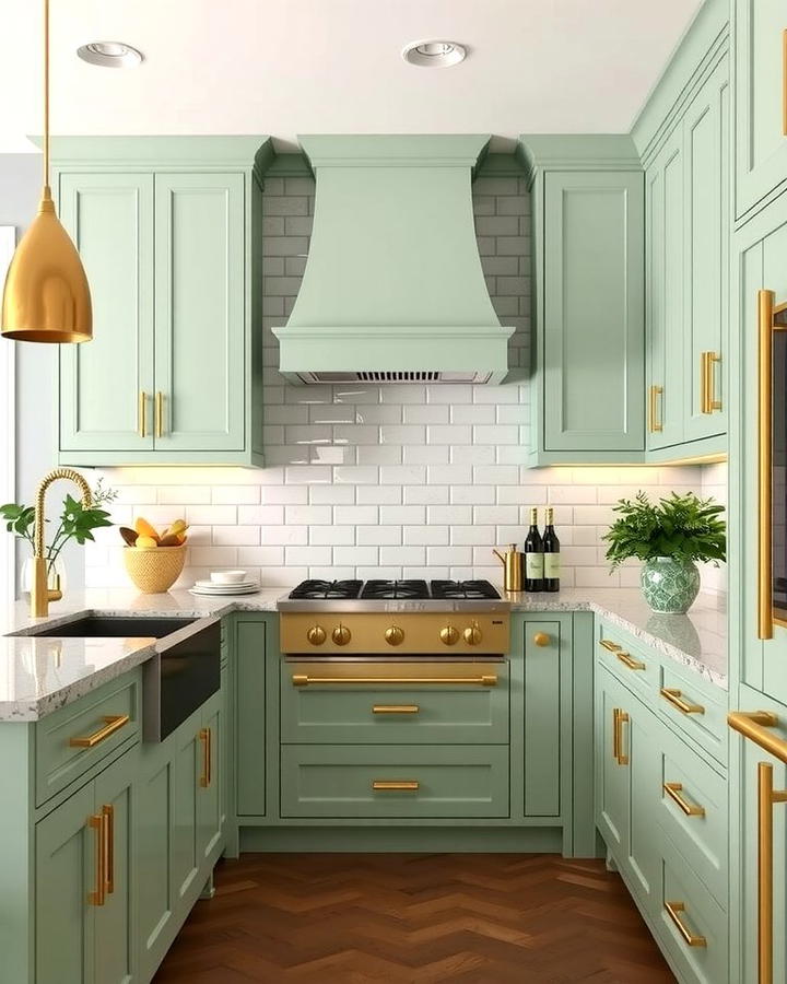 Mint Green and Brass Accents - 30 Mint Green Kitchen Ideas