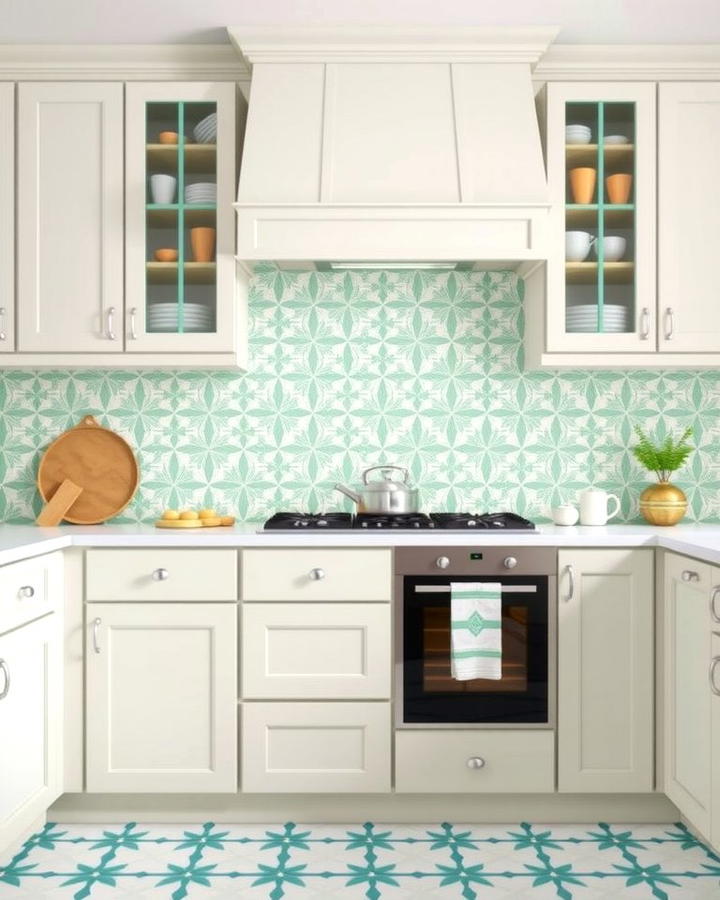 Mint Green and White Tile Patterns - 30 Mint Green Kitchen Ideas