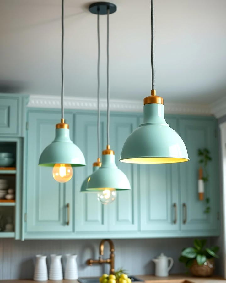 Mint Pendant Lights - 25 Mint Kitchen Decor Ideas