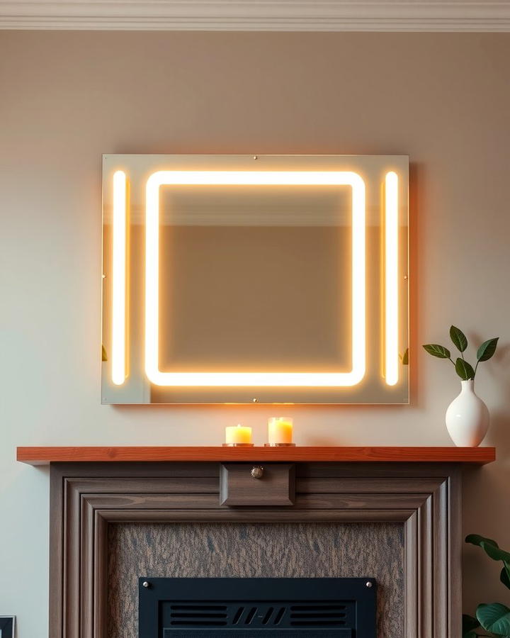 Mirror with Built In Lighting - 25 Mirror Over Fireplace Ideas