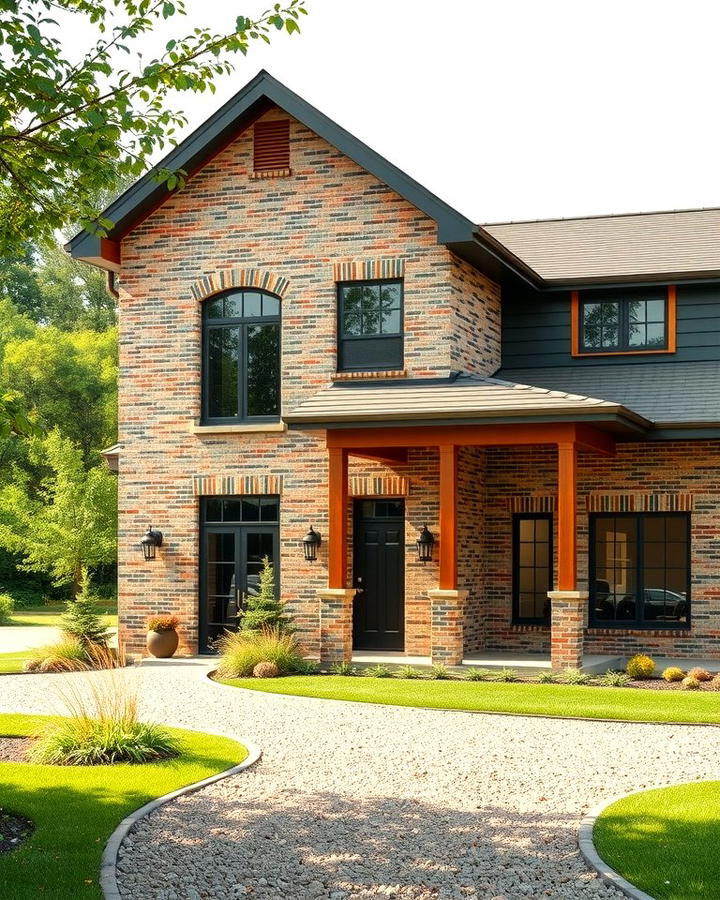 Mixed Material Facade with Brick and Metal - 30 Pole Barn and Barndominium House Exteriors