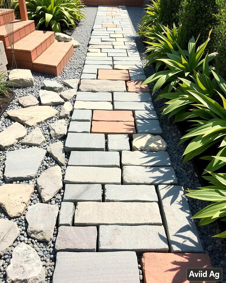 Mixed Material Walkway - 30 Stepping Stone Walkway Ideas