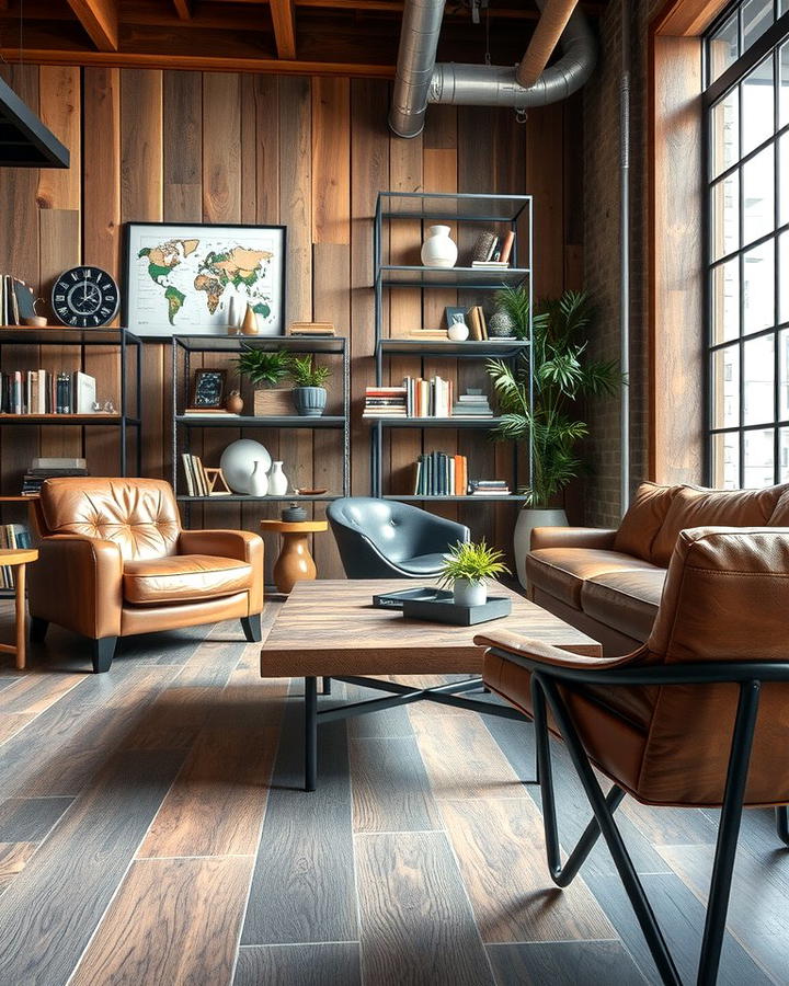 Mixed Materials 2 - 30 Industrial Living Room Ideas