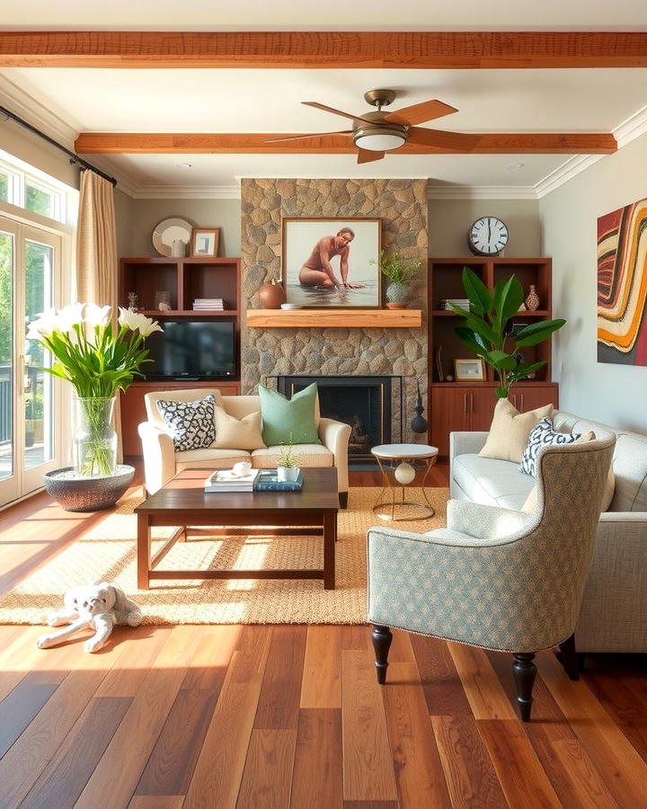 Mixed Wood Tones for Depth - 25 Transitional Interior Design Ideas