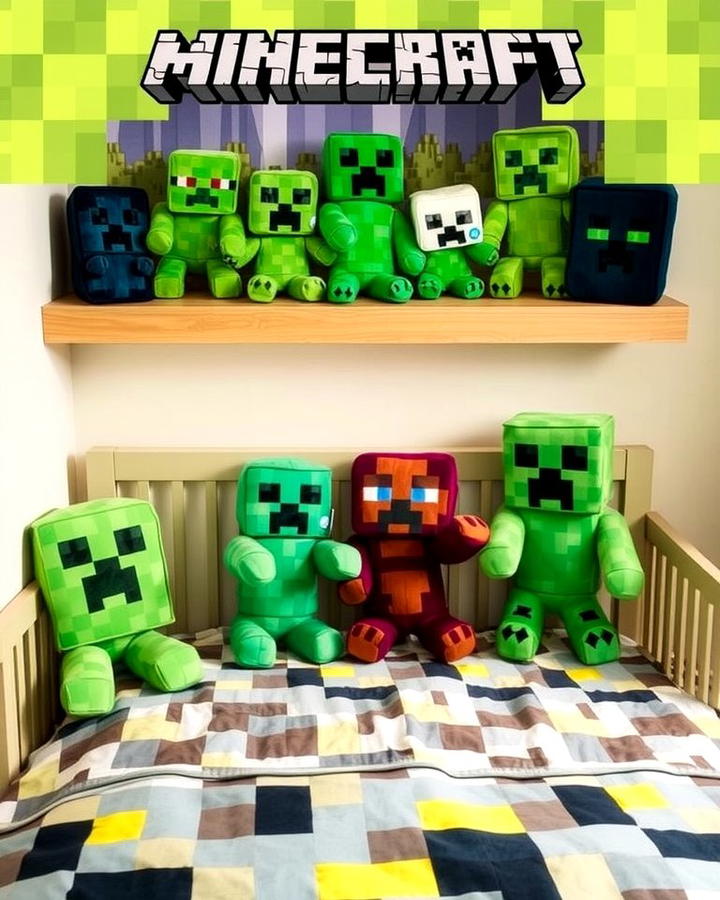 Mob Plushies and Accessories - 30 Minecraft Themed Bedroom Ideas