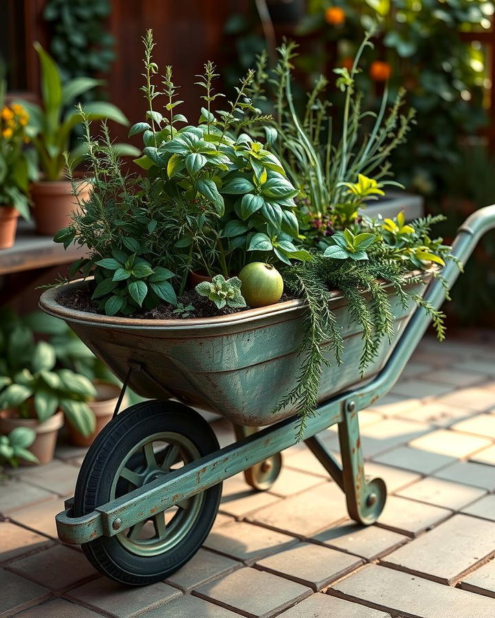 Mobile Herb Garden 2 - 25 Old Wheelbarrow Ideas