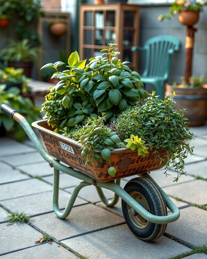 Mobile Herb Garden - 25 Old Wheelbarrow Ideas