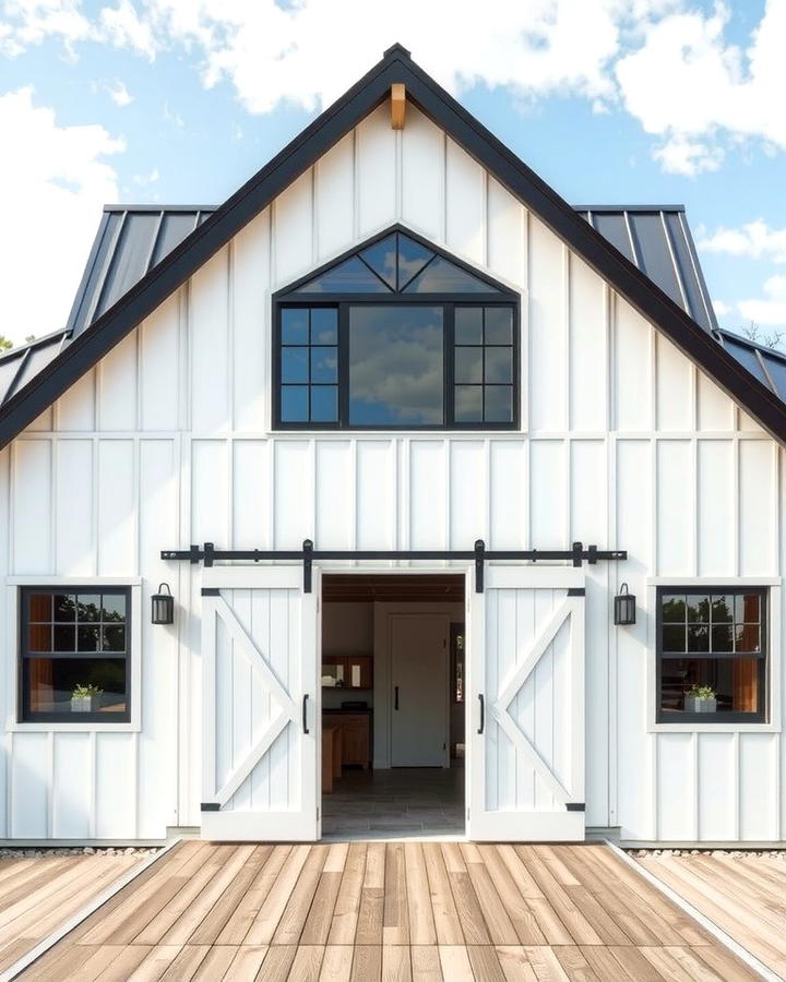 Modern Barnhouse Aesthetic - 25 White Exterior Home with a Black Roof Ideas