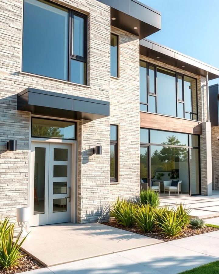 Modern Elegance with Sleek Stone Panels - 25 Stone Exterior Home Ideas