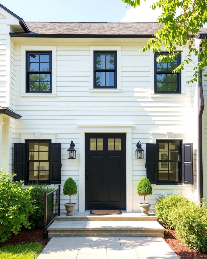 Modern Farmhouse Aesthetic - 25 White House Ideas With Black Doors