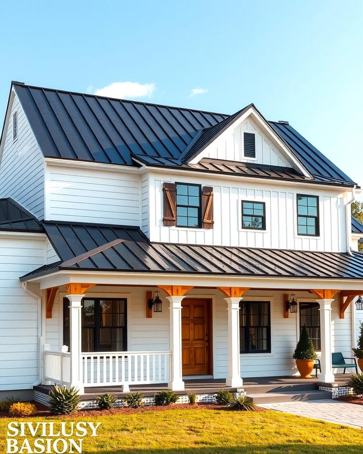 Modern Farmhouse Charm - 25 White Exterior Home with a Black Roof Ideas