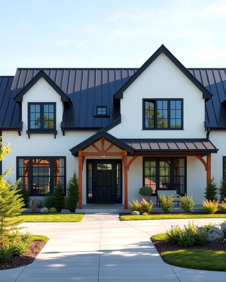 Modern Farmhouse Charm 2 - 25 White Exterior Home with a Black Roof Ideas