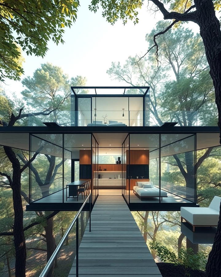 Modern Glass Treehouse - 25 Tree House Ideas