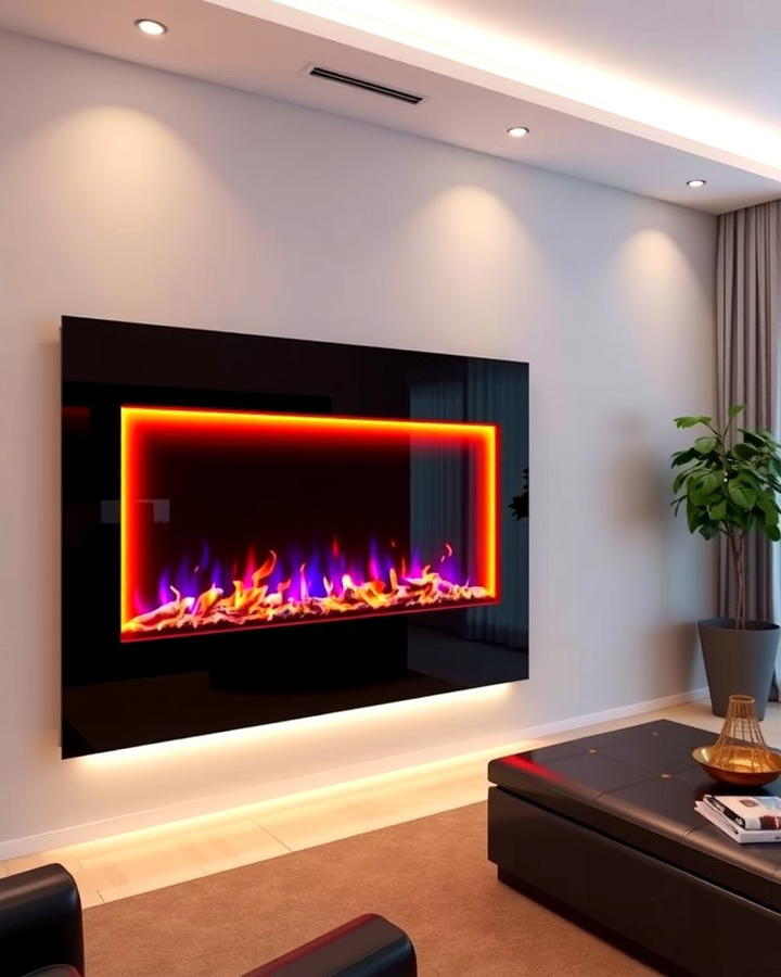 Modern LED Lit Fireplace Wall - 30 Fireplace Wall Ideas