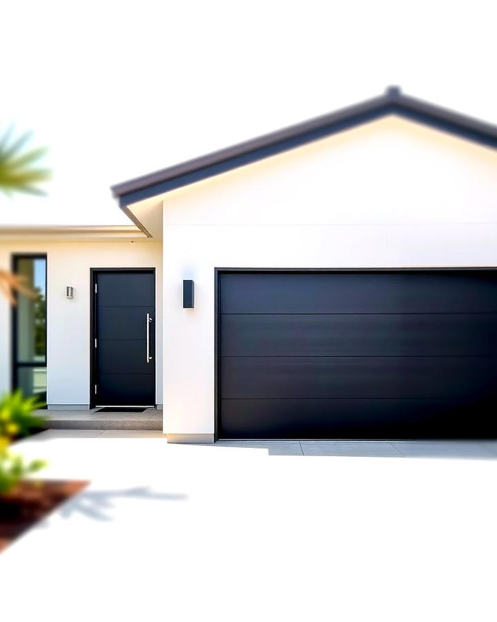 Modern Minimalism Black Garage Doors on White Homes - 30 single story white house black trim