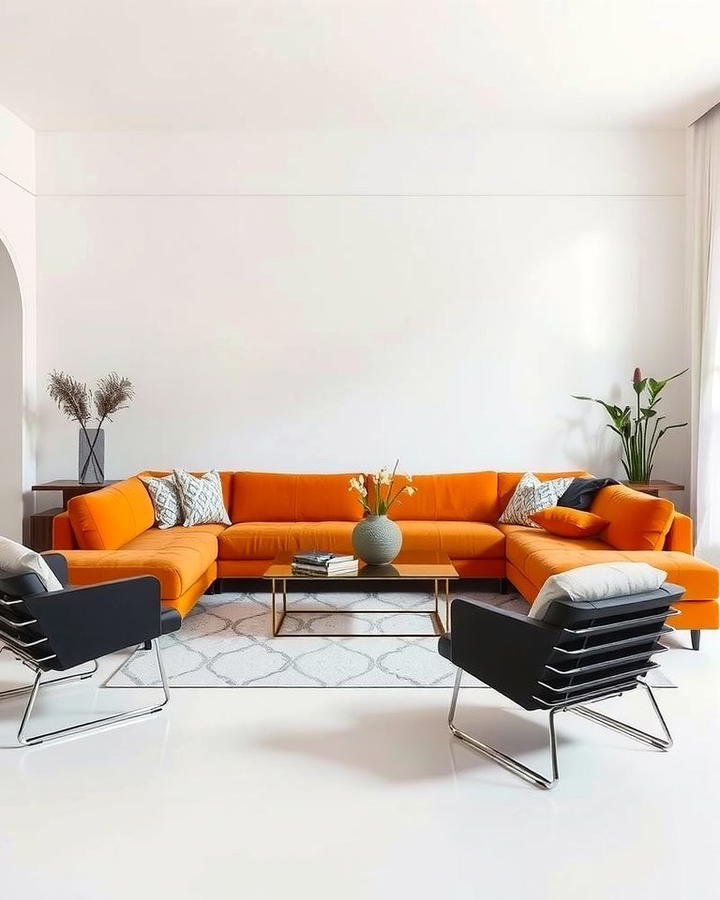 Modern Minimalism with Clean Lines - 25 Orange Couch Living Room Ideas