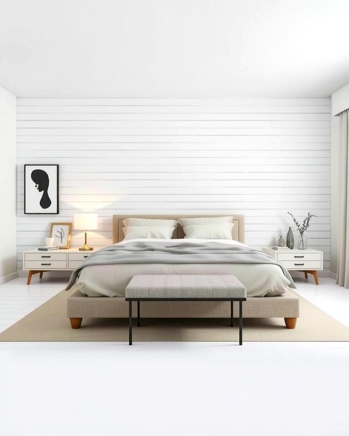 Modern Minimalism with Horizontal Shiplap - 25 Shiplap Bedroom Ideas