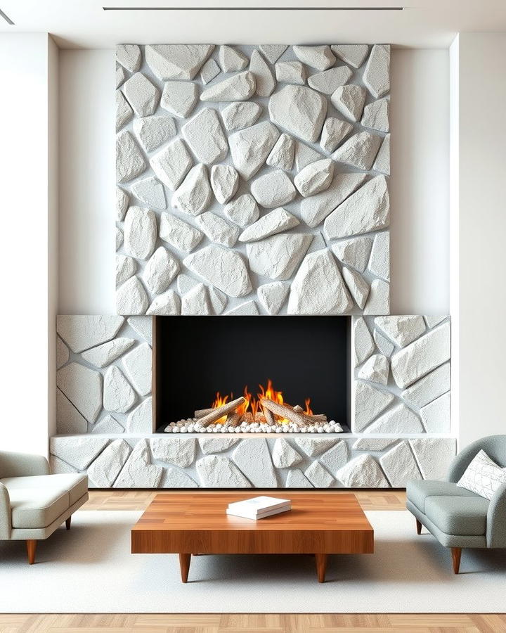 Modern Minimalism with River Rocks - 25 River Rock Fireplace Ideas