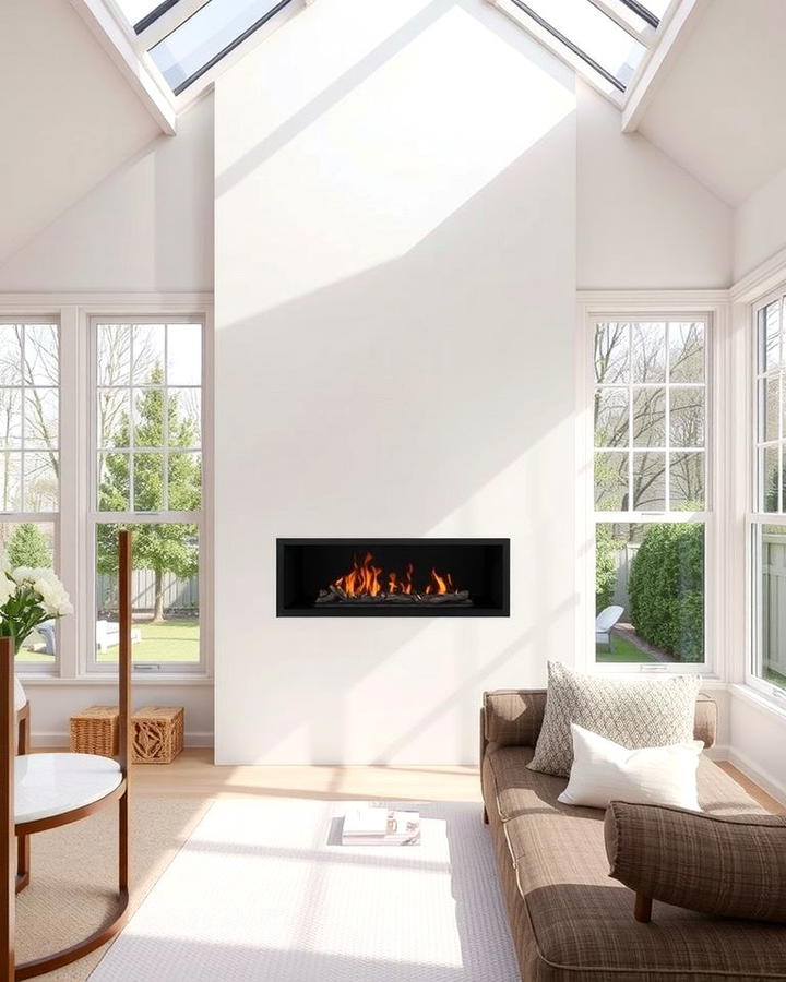 Modern Minimalist Fireplace - 25 Sunroom With Fireplace Ideas