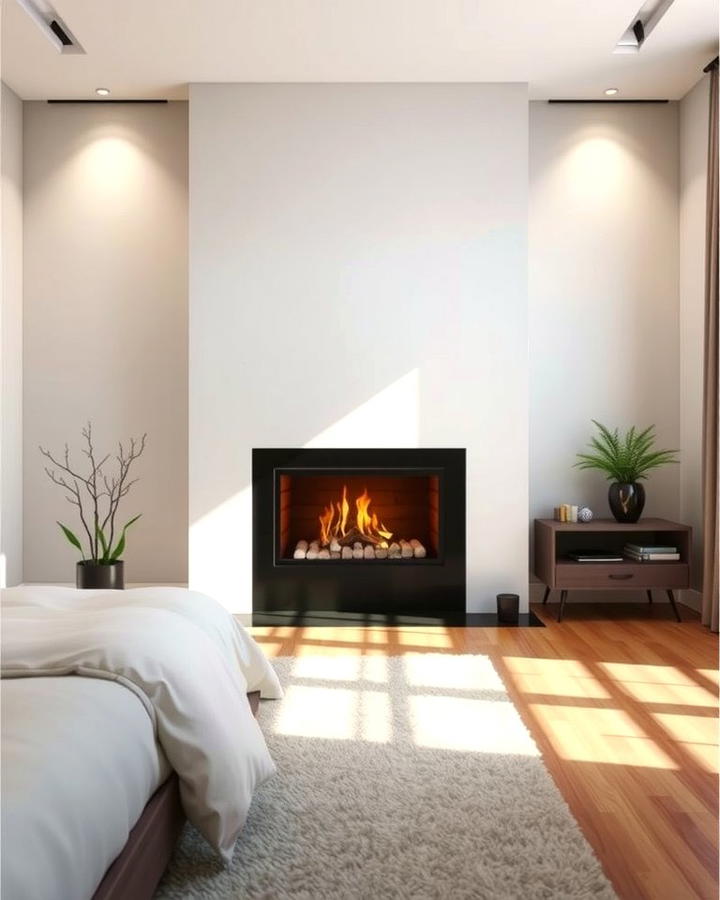 Modern Minimalist Fireplace - 30 Bedroom Fireplace Ideas