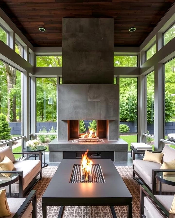 Modern Minimalist Fireplace Appeal - 25 Screened-in Porch With Fireplace Ideas