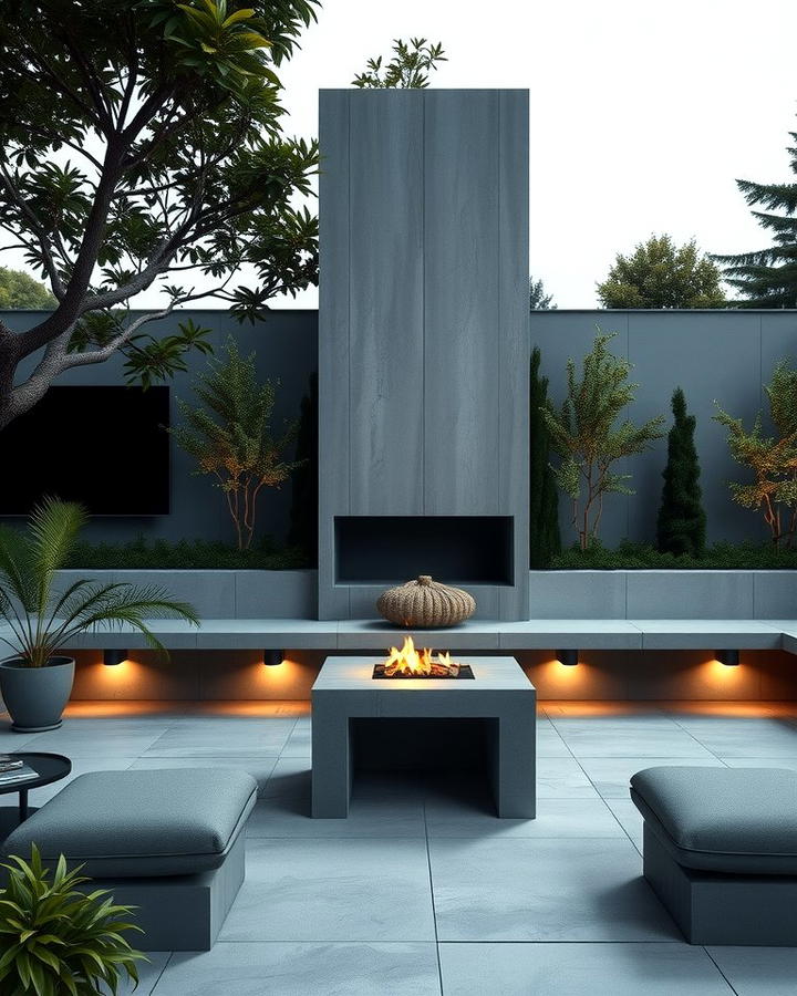 Modern Minimalist Fireplace - 25 Outdoor Fireplace Ideas