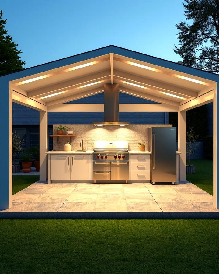 Modern Minimalist Gazebo with Sleek Appliances - 30 Outdoor Kitchen with a Gazebo Ideas