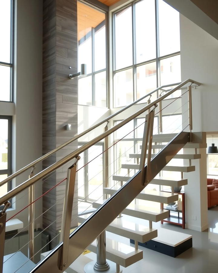 Modern Minimalist Metal Rails - 25 Stair Railing Ideas