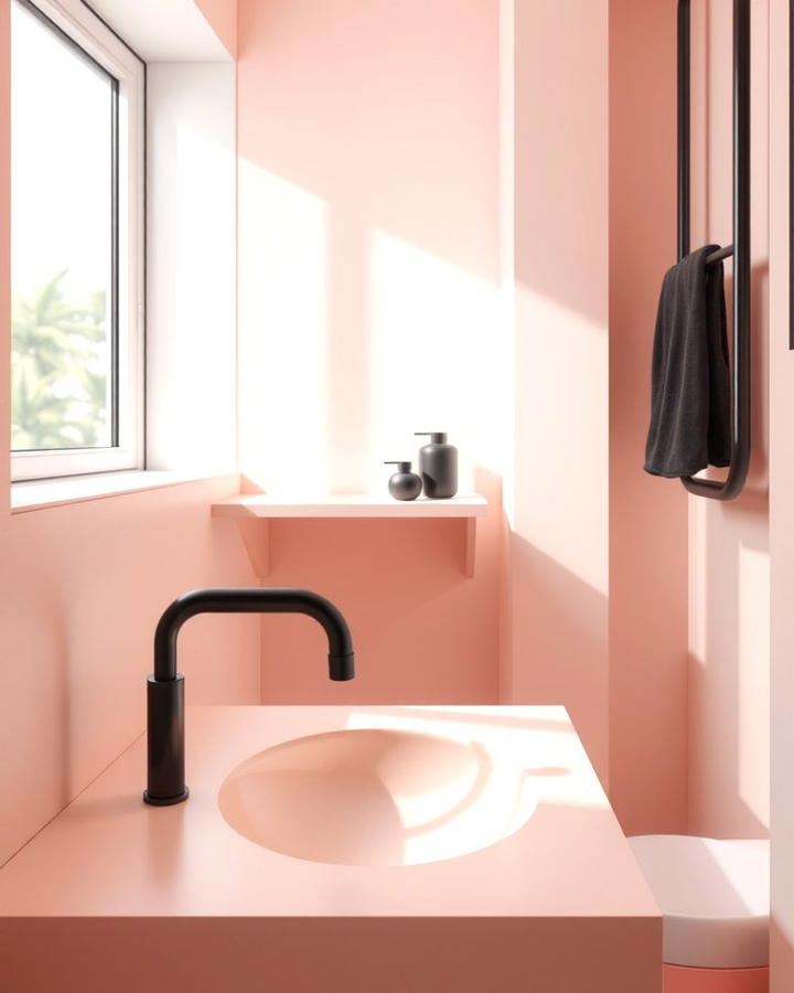 Modern Minimalist Pink and Black Bathroom - 25 Pink and Black Bathroom Ideas