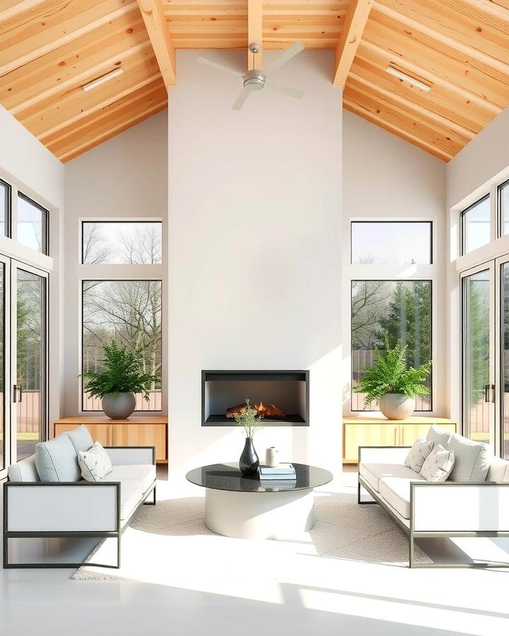 Modern Minimalist Sunroom Fireplace - 25 Sunroom With Fireplace Ideas