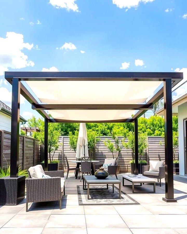 Modern Pergola with Retractable Canopy - 25 Patio Pergola Ideas