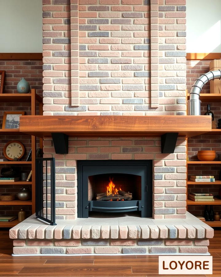 Modern Rustic Brick Fireplace with Metal Accents - 25 Rustic Living Room With a Brick Fireplace Ideas