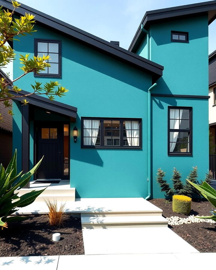 Modern Teal with Black Trim - 25 Teal House Exterior Ideas