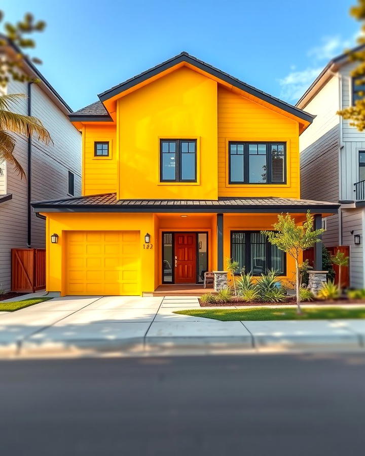 Modern Yellow with Contrasting Trim - 25 Yellow Exterior Home Ideas