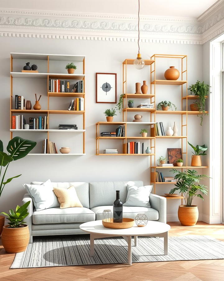 Modular Shelves for Flexible Arrangements - 30 Living Room Shelf Ideas