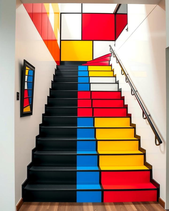 Mondrian Inspired Art - 25 Painted Stair Ideas