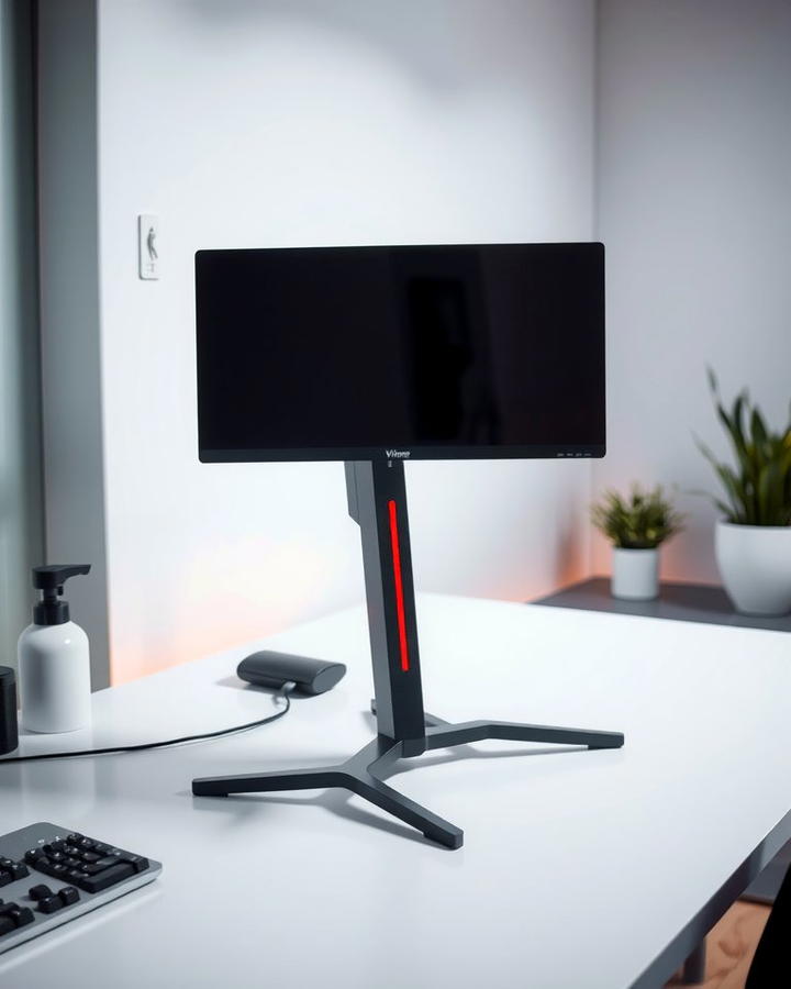 Monitor Stand with LED Accents - 25 Red and Black Gaming Setup Ideas