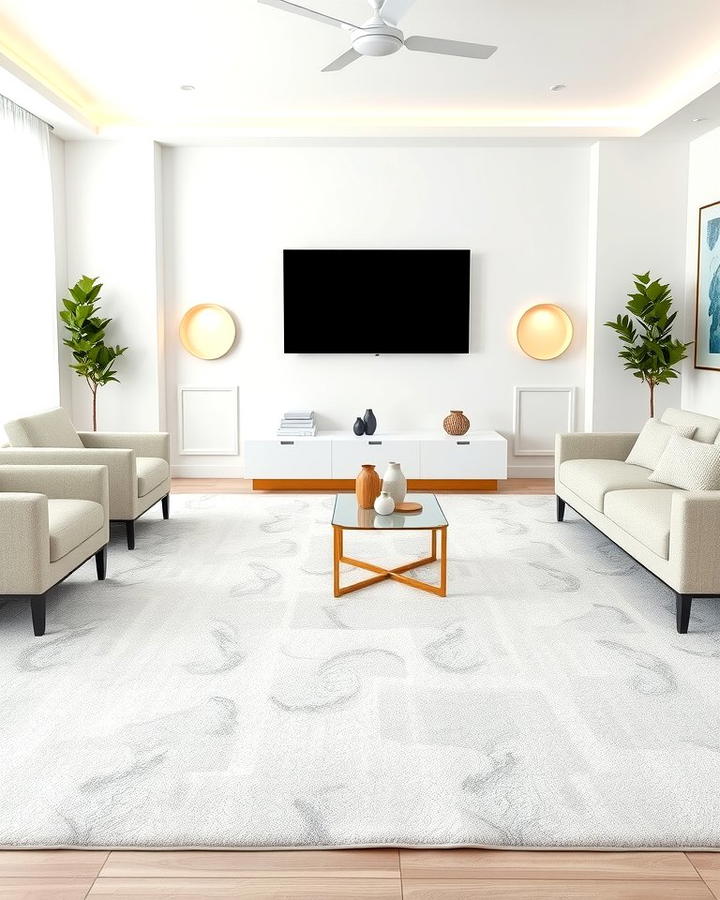 Monochromatic Minimalist Rugs - 30 Living Room Rug Ideas